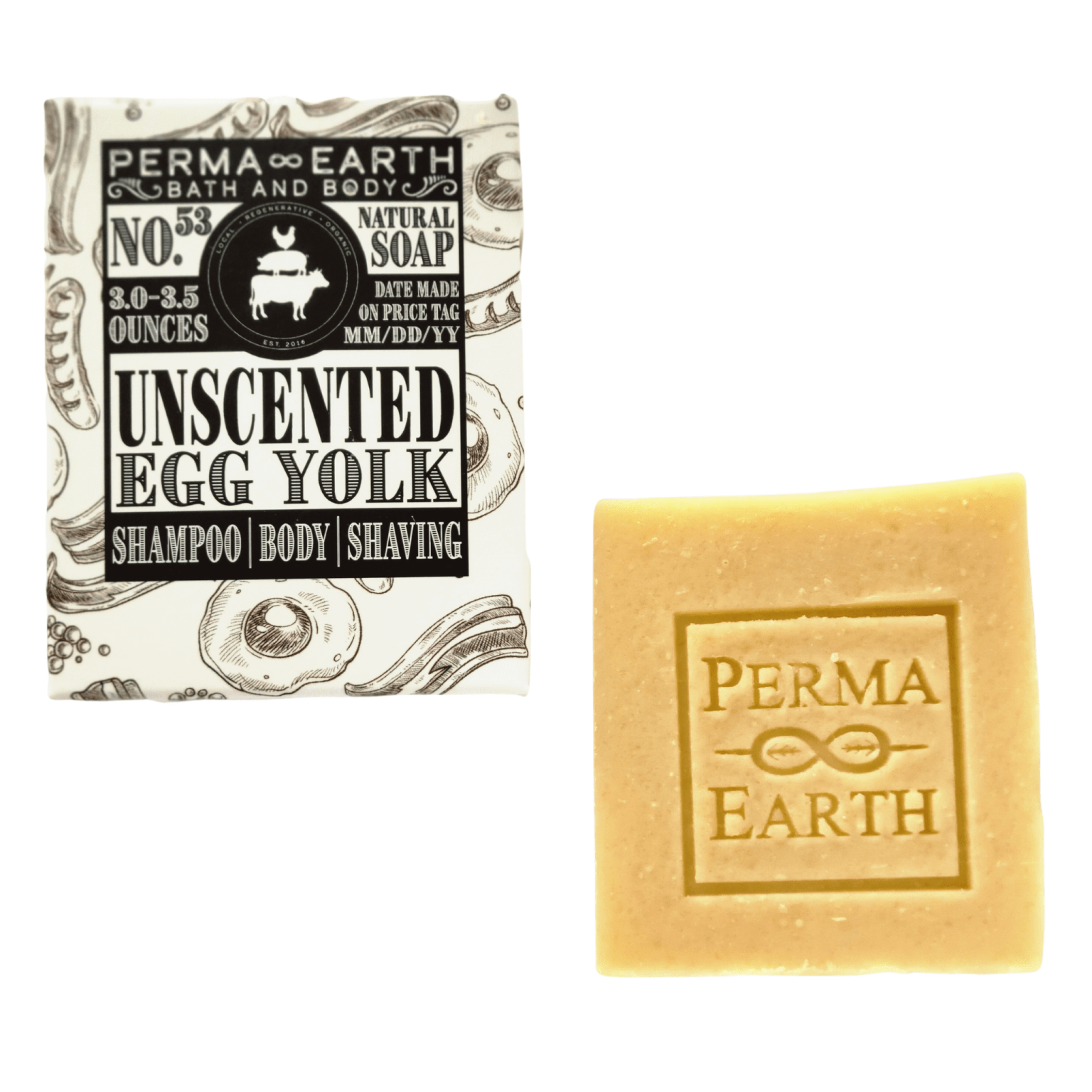 Unscented Egg Yolk Shampoo Body Shaving Soap PERMA∞EARTH